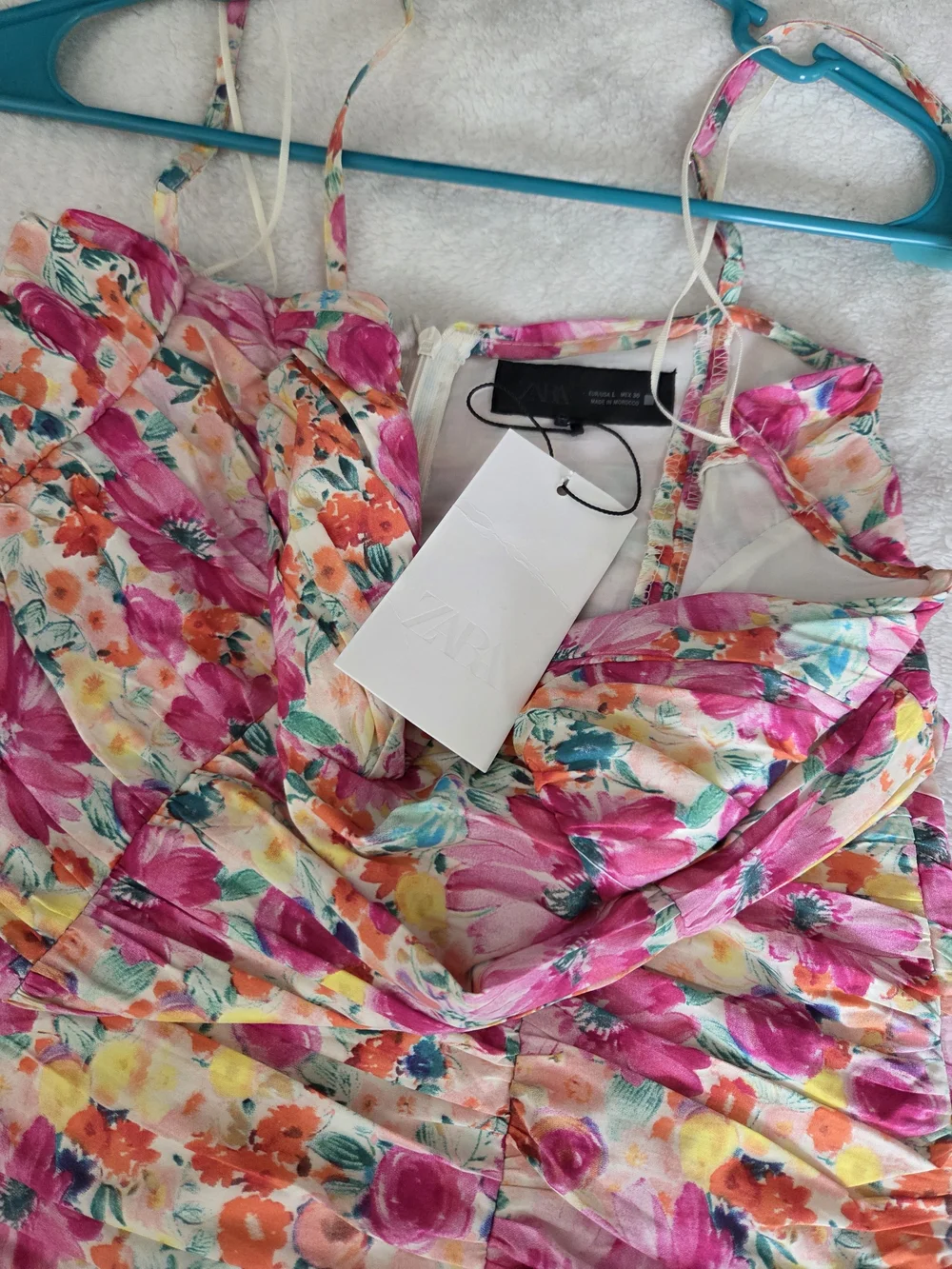 ZARA Floral Ruched Mini Dress - Picture 4 of 9